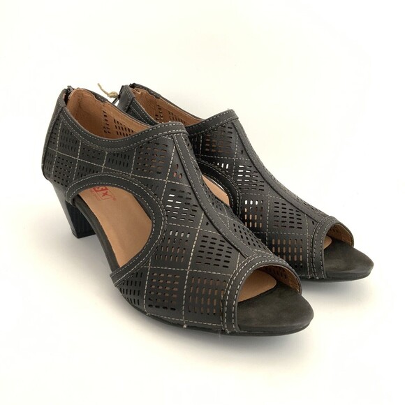 Pikolinos Sandals Sz 41 US 10M Black Perforated Leather Open-toe Mid Heel - Picture 12 of 12